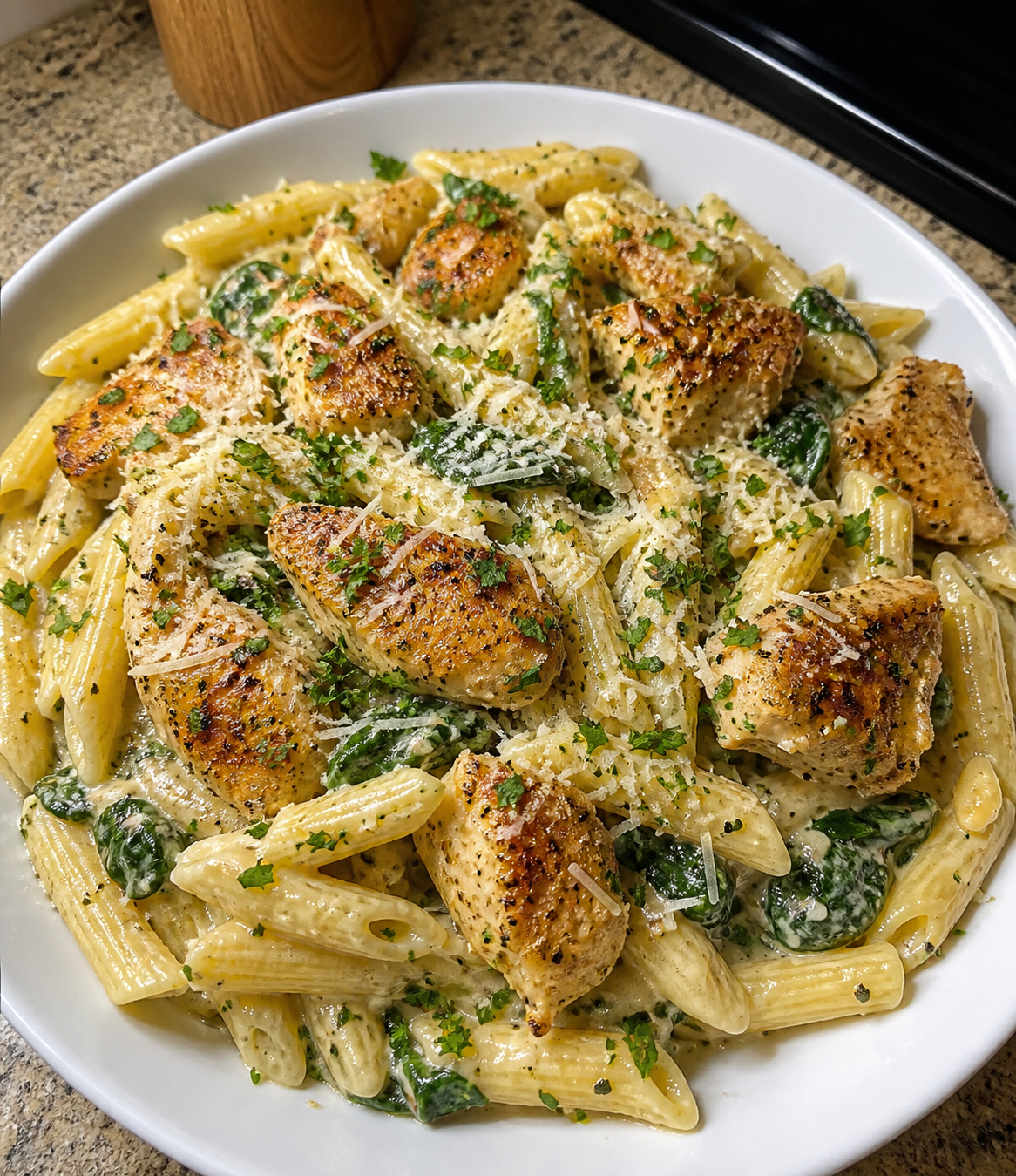 Creamy Garlic Parmesan Chicken Protein Pasta