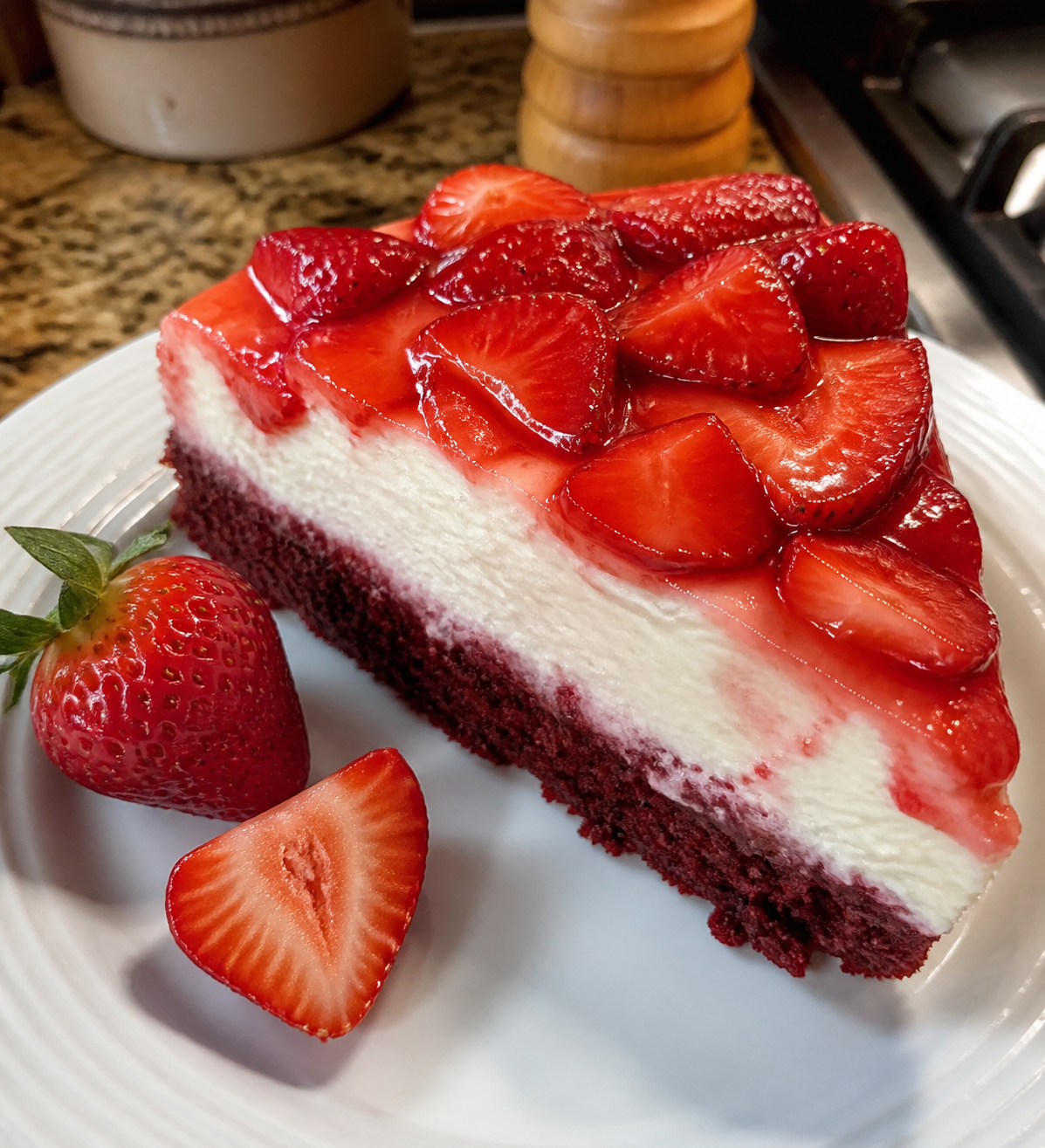 High-Protein Red Velvet Strawberry Cheesecake