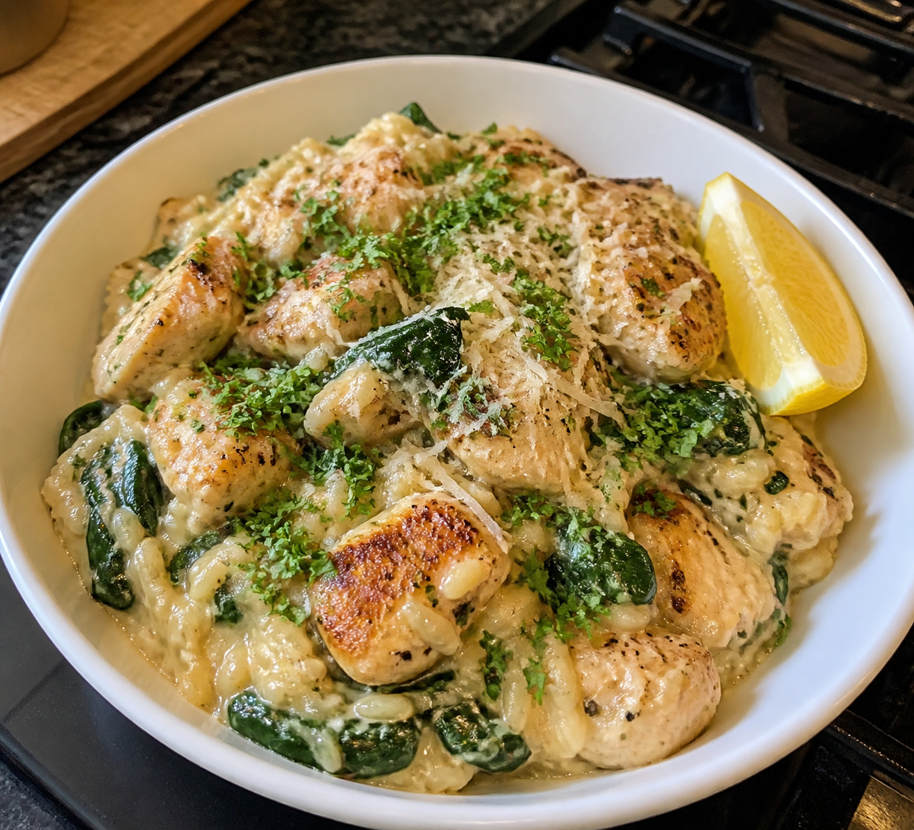High-Protein Creamy Garlic Chicken and Rice Skillet
