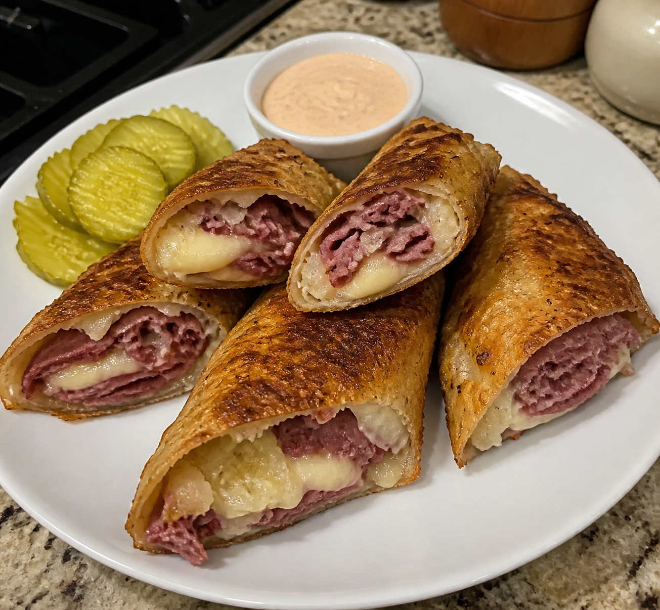 Irresistible Keto Crispy Reuben Roll-Ups