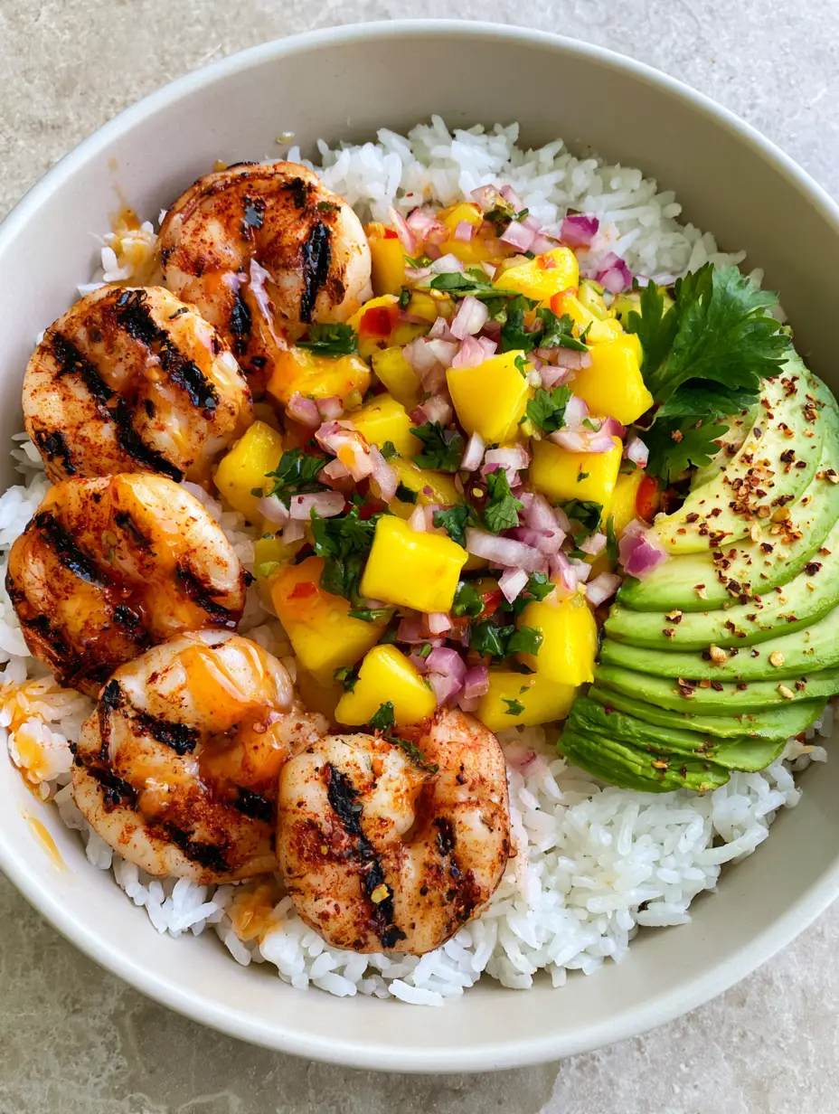 Healthy Shrimp and Avocado Bowls with Zesty Mango Salsa